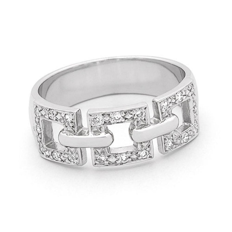 0.15ct Diamond Chain Link Ring in 9ct White Gold