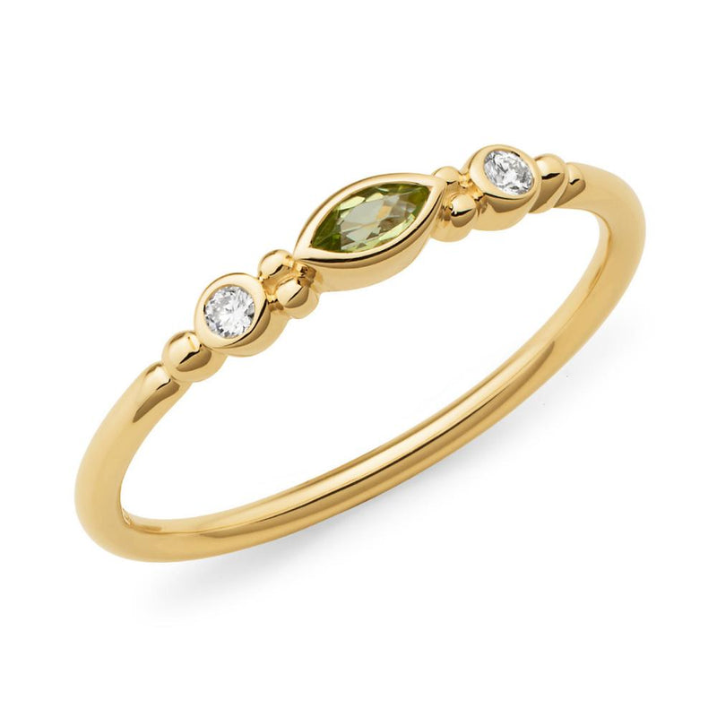 Peridot & Diamond Stacker Ring 9ct Yellow Gold