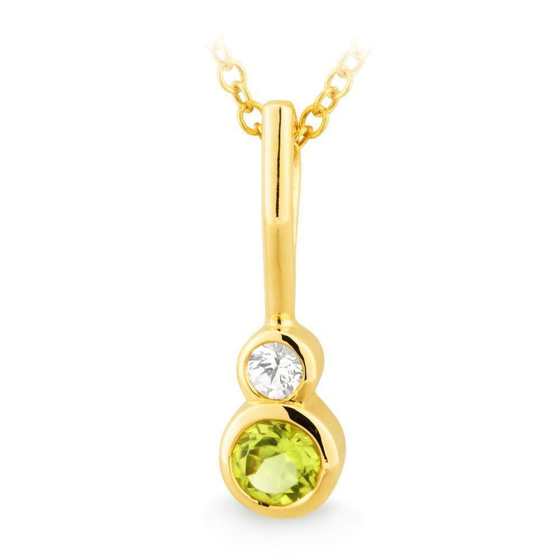 0.28ct Peridot & 0.08ct White Sapphire Pendant in 9ct Yellow Gold