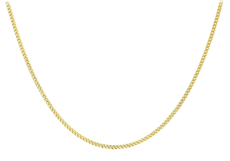 9ct Yellow Gold 30 Diamond Cut Adjustable Curb Chain 46cm-51cm