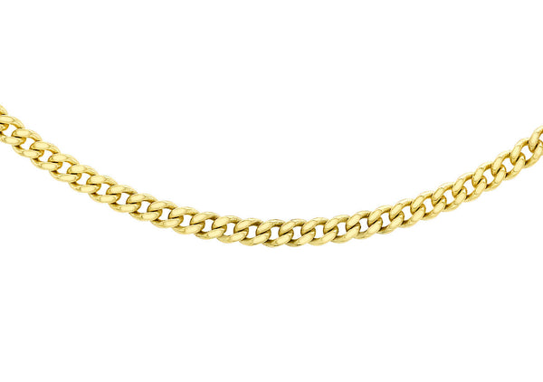 9ct Yellow Gold 30 Diamond Cut Adjustable Curb Chain 46cm-51cm