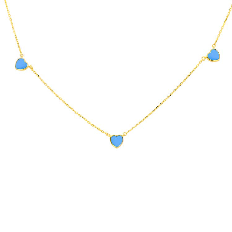 9ct Yellow Gold Turquoise Heart Necklace 41+2.5cm