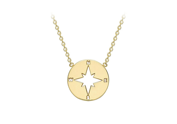 9ct Yellow Gold Compass Necklace 40-42 cm