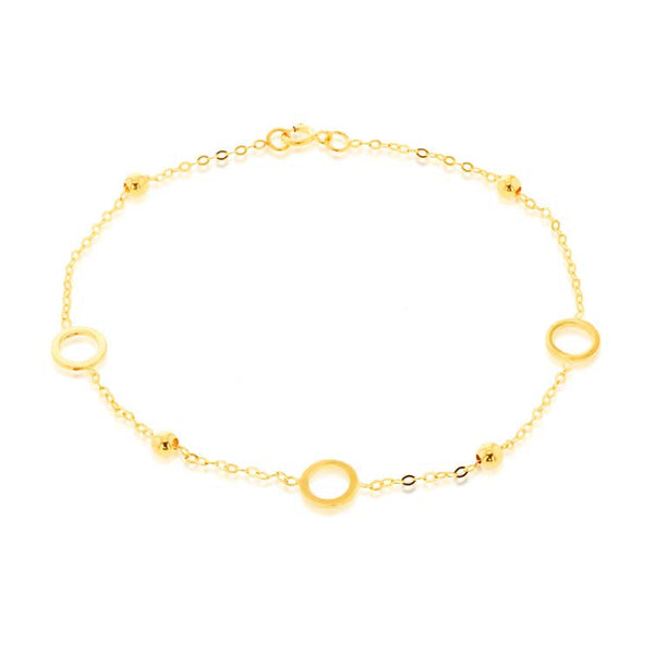 9ct Yellow Gold Circle Bead Bracelet 19cm