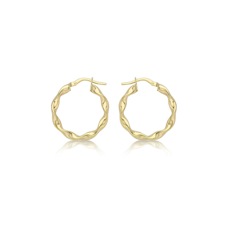 9ct Yellow Gold 22.5mm Twist Hoop Creole Earrings