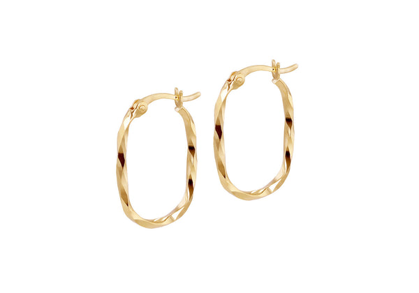 9ct Yellow Gold Twist Oval Earrings