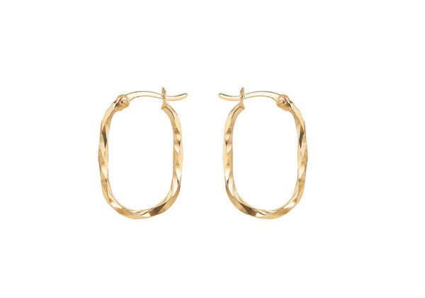 9ct Yellow Gold Twist Oval Earrings