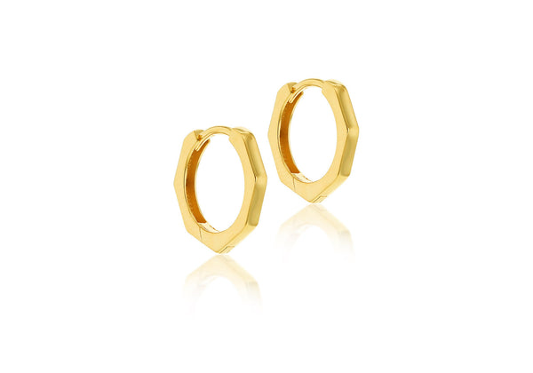 9ct Yellow Gold Hexagon Huggies