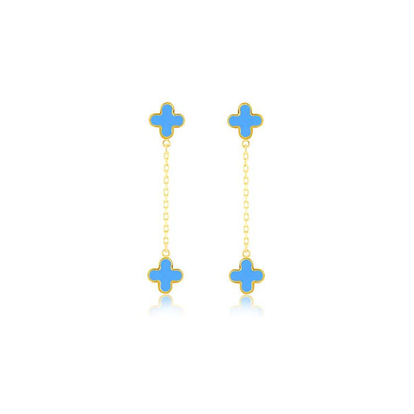 9ct Yellow Gold Turquoise Petal Drop Earrings