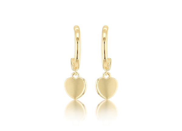 9ct Yellow Gold Heart Drop Earring