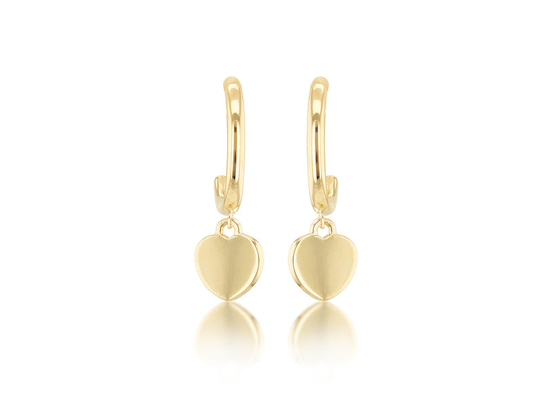 9ct Yellow Gold Heart Drop Earring