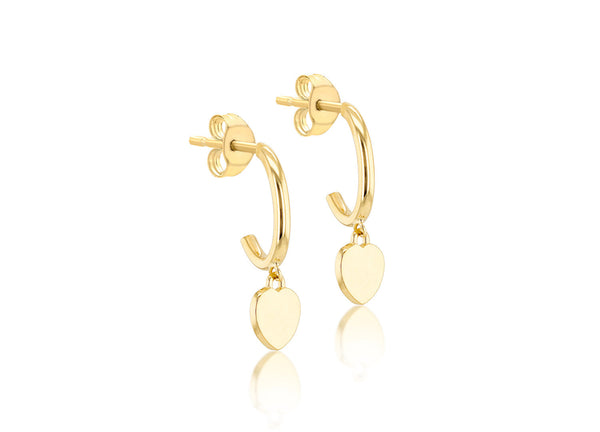 9ct Yellow Gold Heart Drop Earring