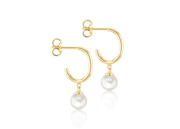 9ct Yellow Gold Freshwater Pearl Drop Earrings