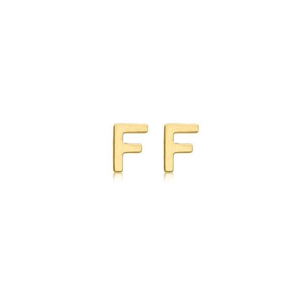 9ct Yellow Gold Mini Initial 'F' Stud Earrings