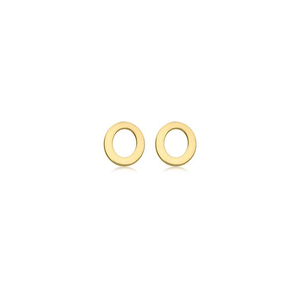 9ct Yellow Gold Mini Initial 'O' Stud Earrings