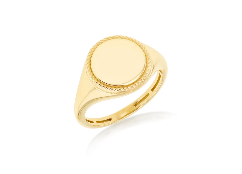 9ct Yellow Gold Round Rope Signet Ring