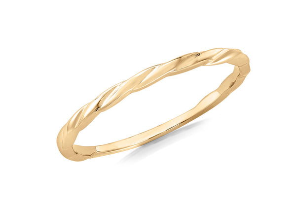 9ct Yellow Gold Twist Slim Stacker Ring