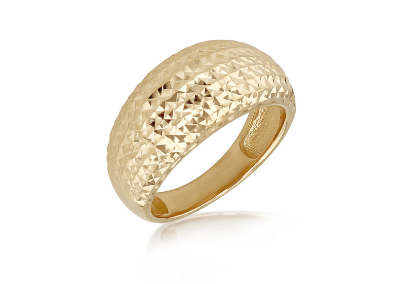 9ct Yellow Gold Diamond Cut Dome Ring