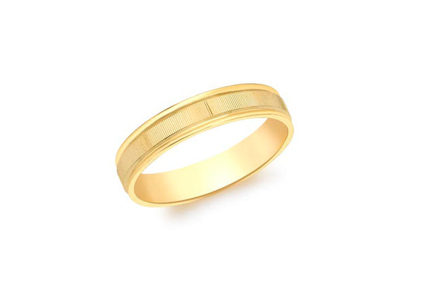 9ct Yellow Gold Ribbed Centre Band Ring