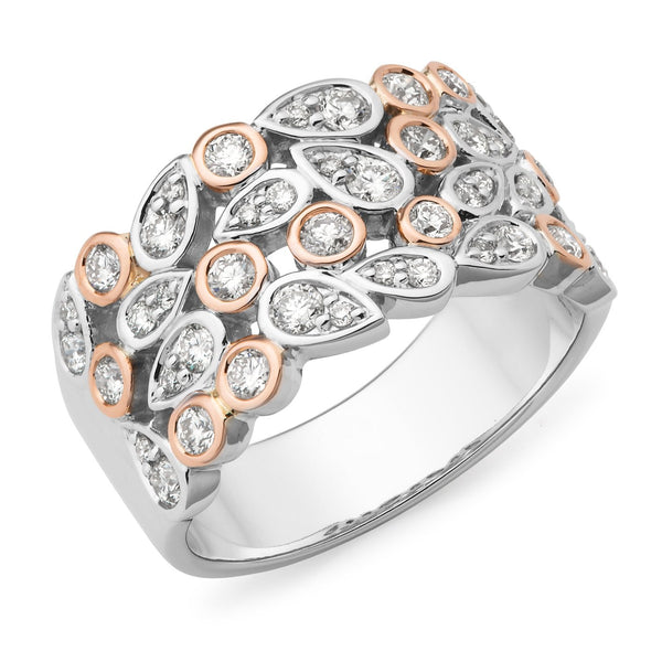 0.87ct Diamond Diamond Dress Ring in 9ct White & Rose Gold