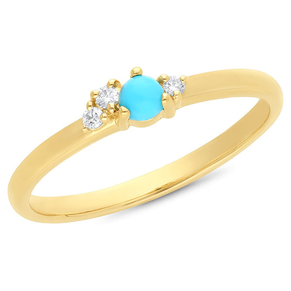 0.09ct Turquoise & Diamond Ring in 9ct Yellow Gold