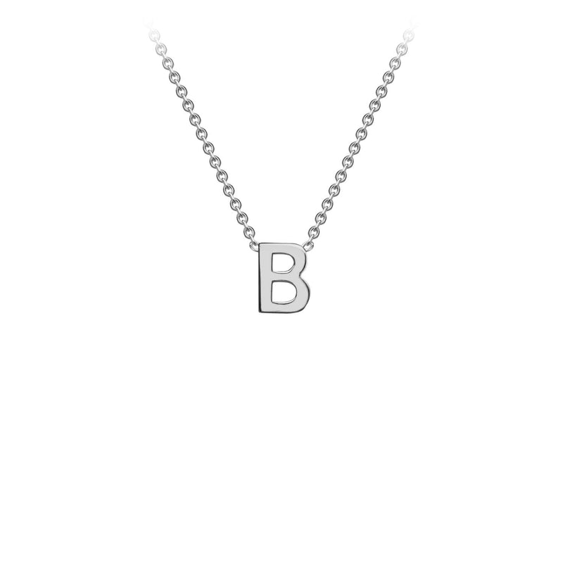 9ct White Gold 'B' Initial Adjustable Letter Necklace 38/43cm