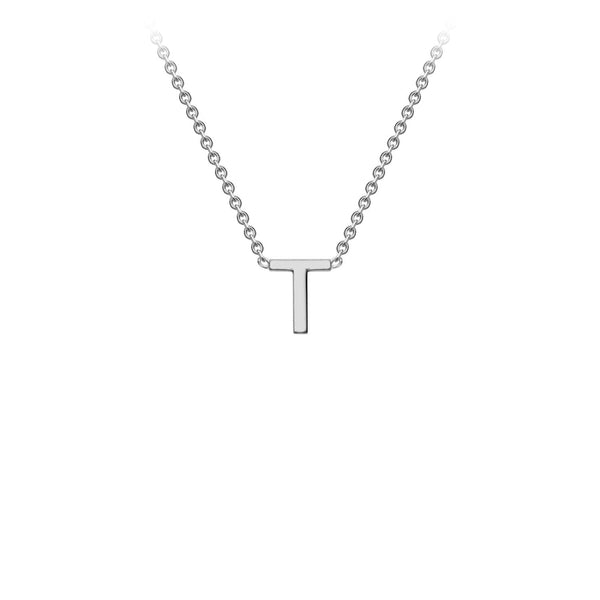 9ct White Gold 'T' Initial Adjustable Letter Necklace 38/43cm