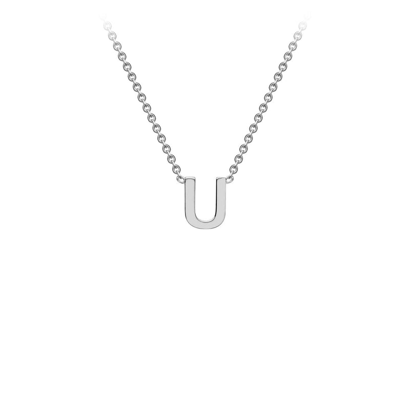 9ct White Gold 'U' Initial Adjustable Letter Necklace 38/43cm