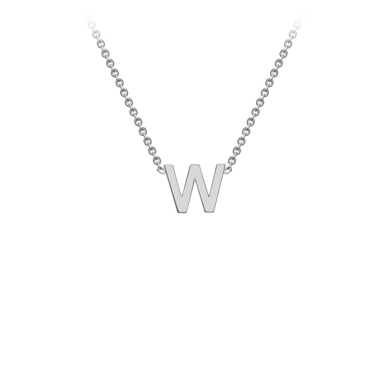 9ct White Gold 'W' Initial Adjustable Letter Necklace 38/43cm