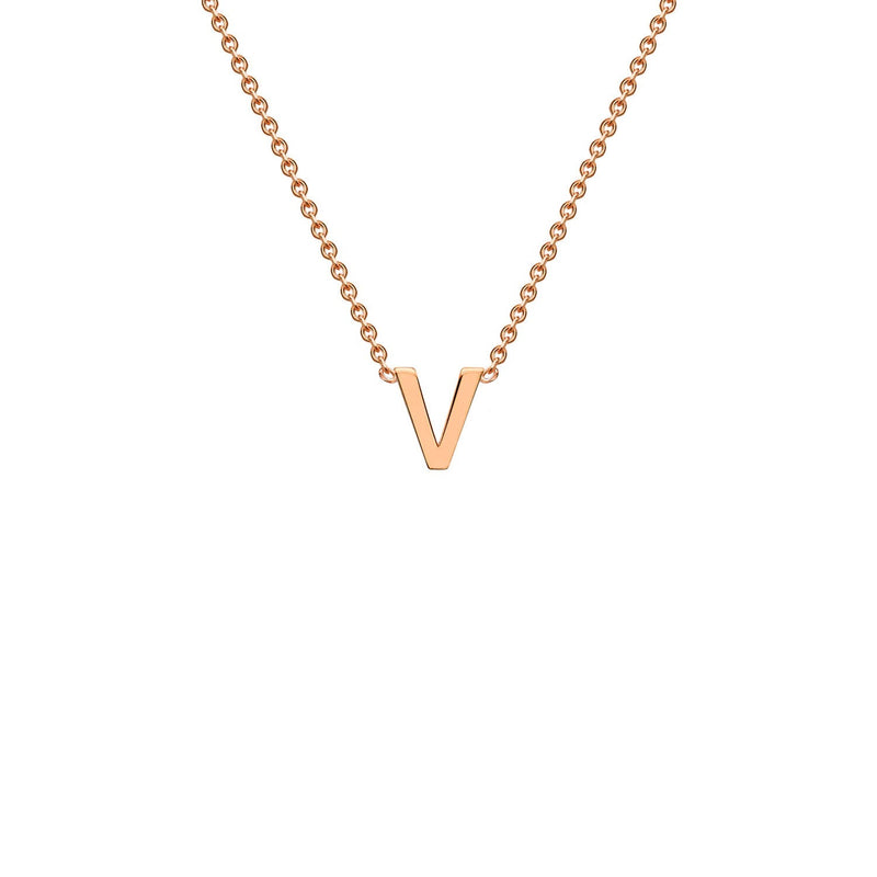 9ct Rose Gold 'V' Initial Adjustable Letter Necklace 38/43cm