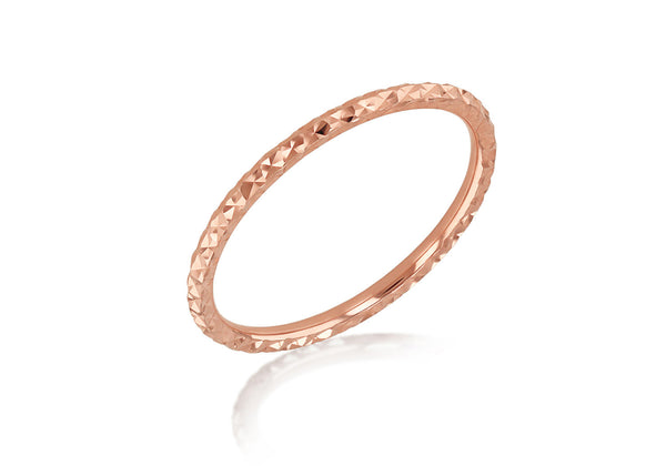 9ct Rose Gold Solid Diamond-Cut Stacker Ring