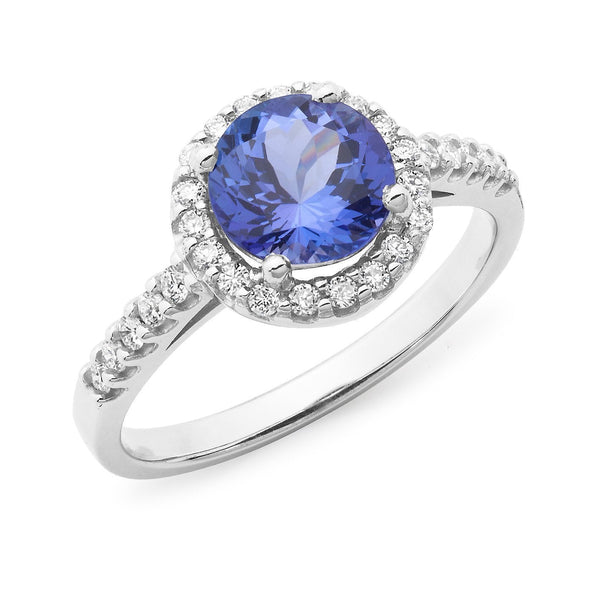 1.56ct Tanzanite & 0.27ct Diamond Ring in 9ct White Gold