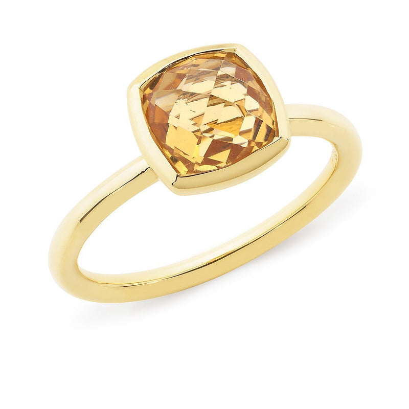 1.49ct Citrine Bezel Set Dress Ring in 9ct Yellow Gold