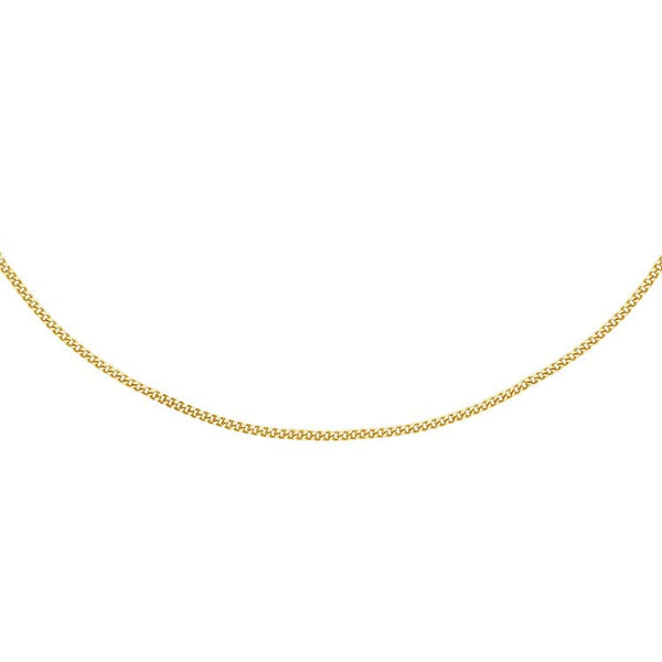 18ct Yellow Gold Solid Diamond Cut Curb Chain 40cm