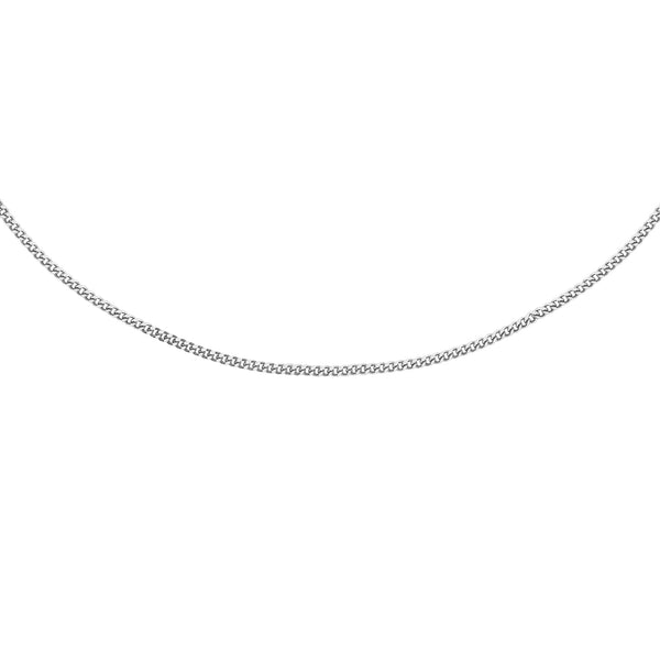 18ct White Gold Solid Diamond Cut Curb Chain 40cm