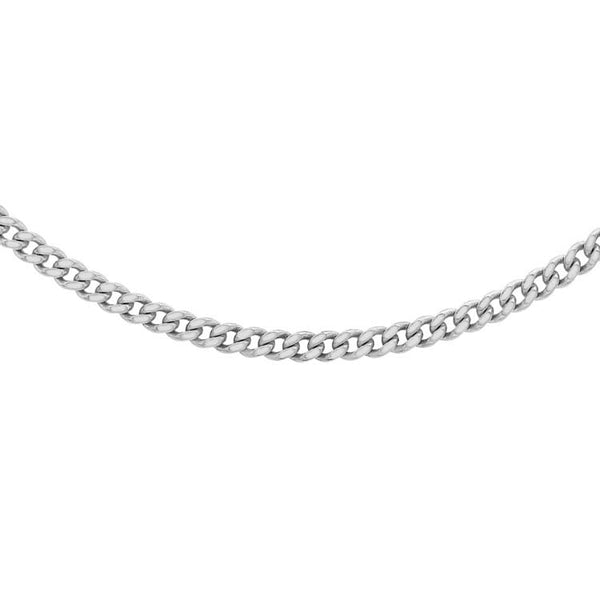 18ct White Gold Solid Diamond Cut Curb Chain 45cm