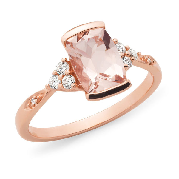 1.33ct Morganite & 0.16ct Diamond Dress Ring in 9ct Rose Gold