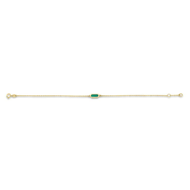 9ct Yellow Gold Malachite Bracelet 17-19cm