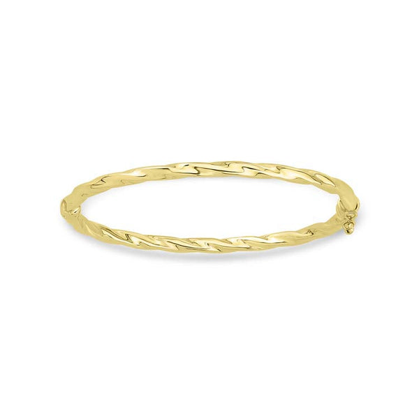 9ct Yellow Gold Twisted Hollow Bangle 60mm