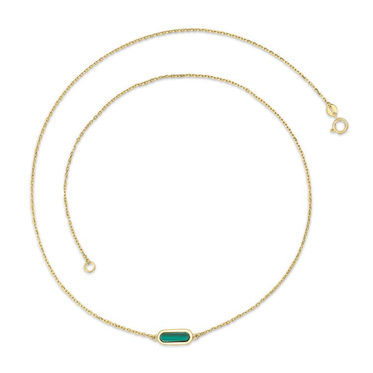 9ct Yellow Gold Malachite Necklace 45cm