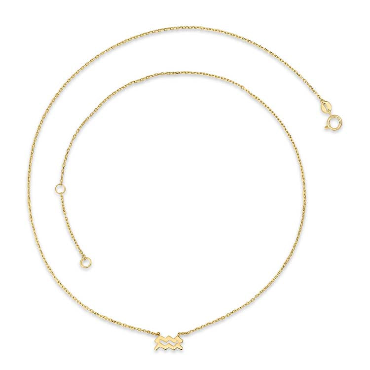 9ct Yellow Gold Aquarius Zodiac Necklace 40-45cm