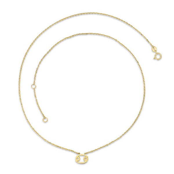 9ct Yellow Gold Cancer Zodiac Necklace 40-45cm