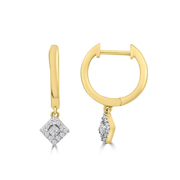 Diamond Hoop Earrings with 0.18ct Diamonds in 9ct Yellow Gold