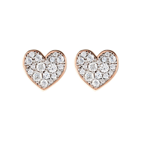 Bronzallure Pave Heart Stud Earrings