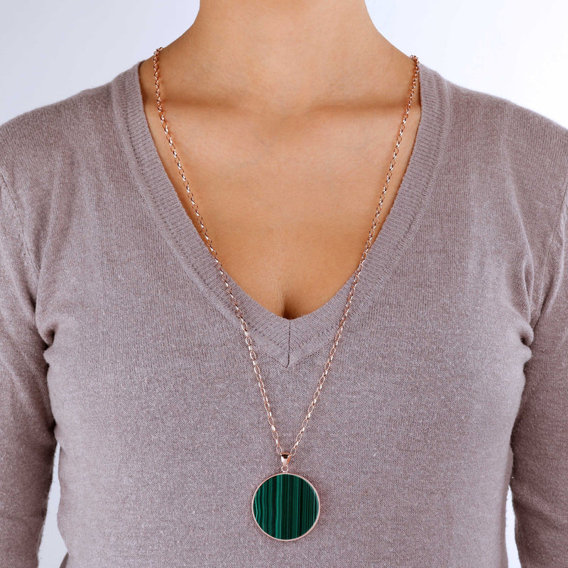 Bronzallure Malachite Big Disc Necklace