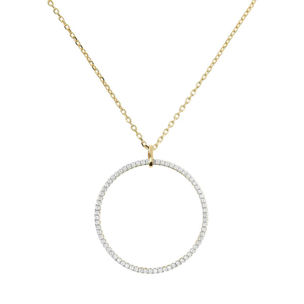 Bronzallure Pave Open Circle Pendant Golden Necklace