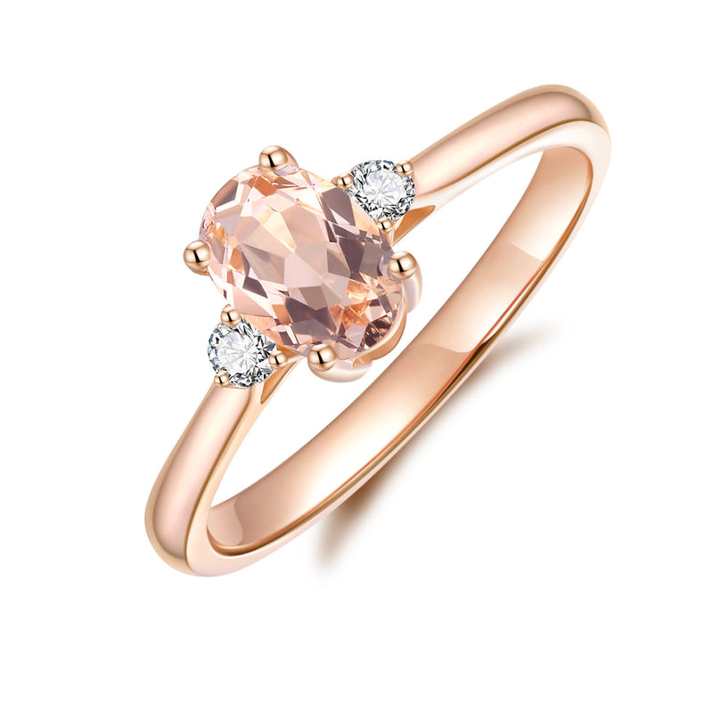 9ct Rose Gold Morganite & Diamond Ring