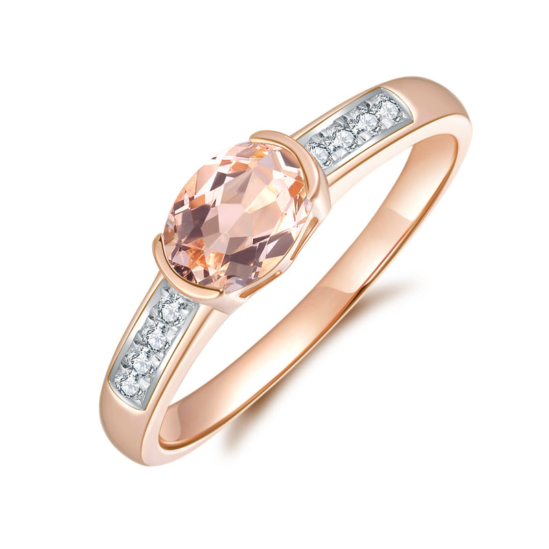 9ct Rose Gold Morganite & Diamond Ring