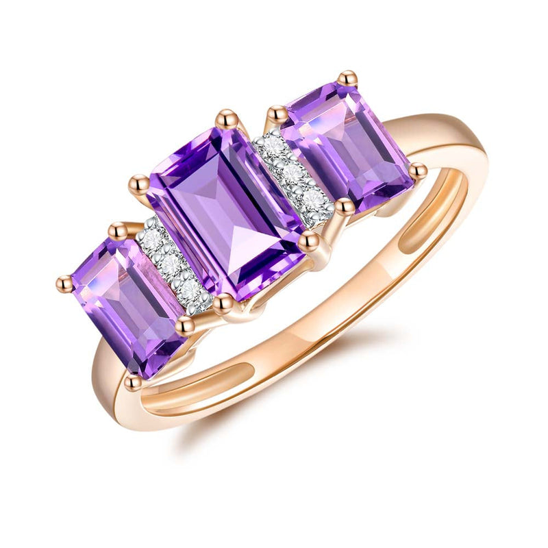 9ct Yellow Gold Amethyst & Diamond Ring