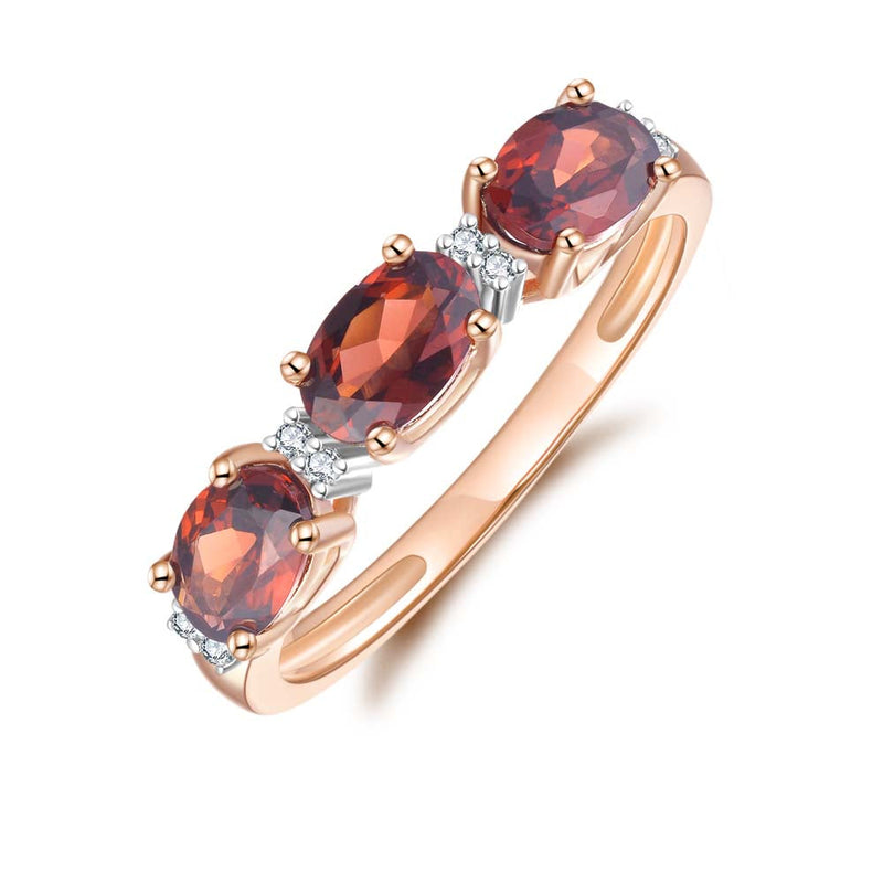 9ct Yellow Gold Garnet & Diamond Ring